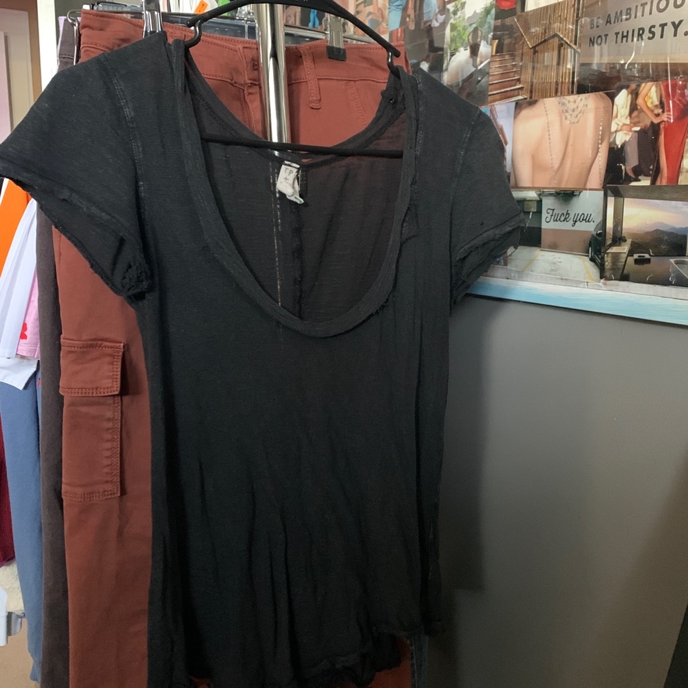 Free People black scoop neck tee